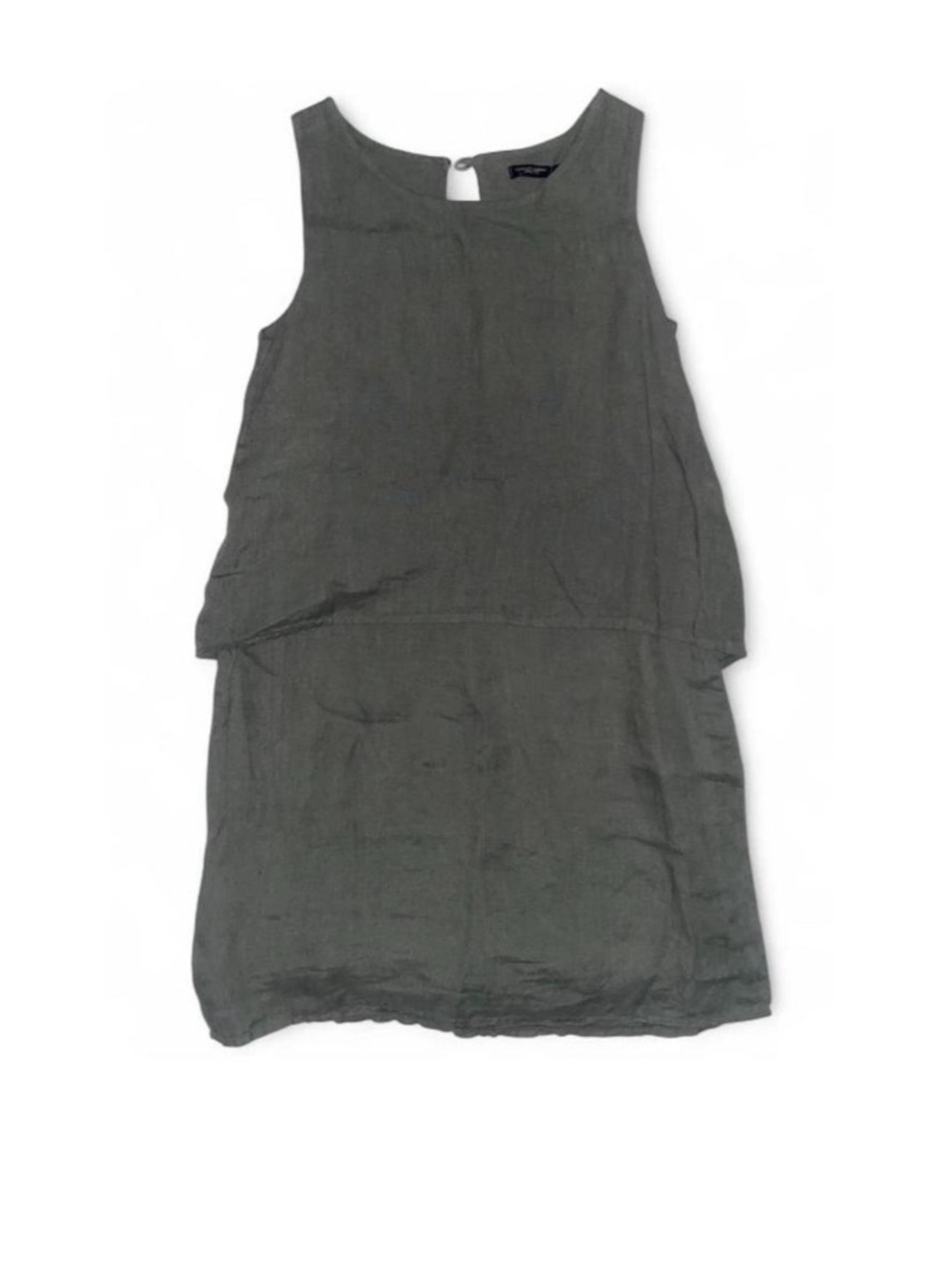 Lungo L’Arno Olive Green Linen Layered Sleeveless Dress